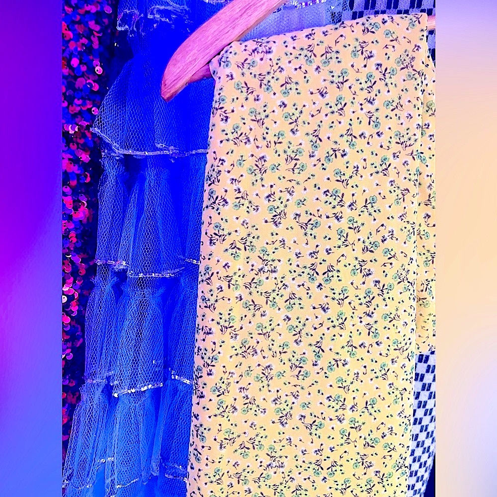 AFRM Yellow Floral Midi Skirt
